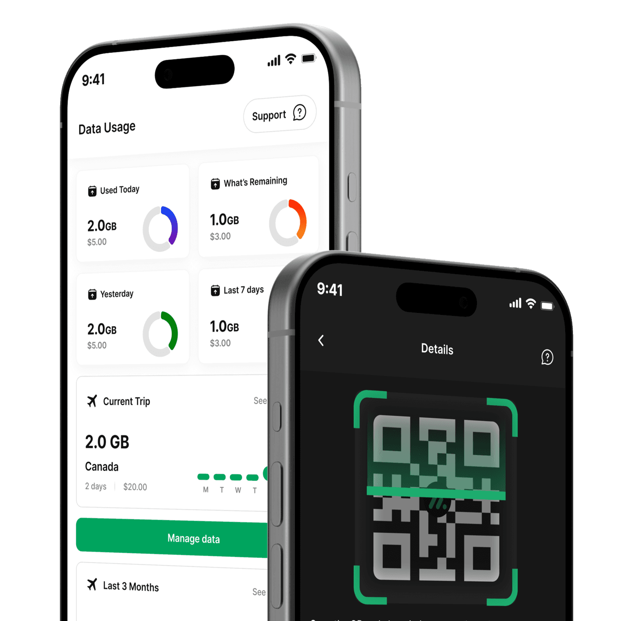 Ariya Mobile app eSIM management screens